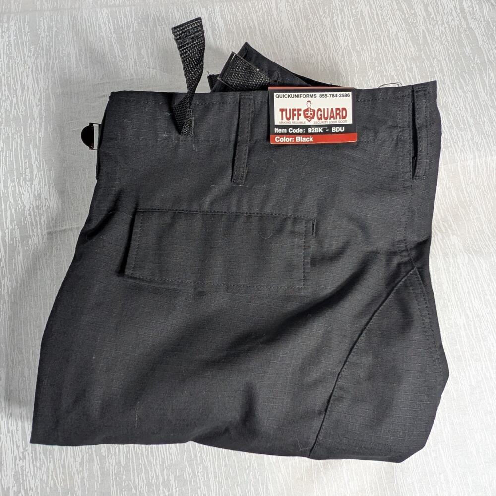 Tuff Guard Uniform Black BDU RipStop Pants Mens Size Medium NWT Black 36x29